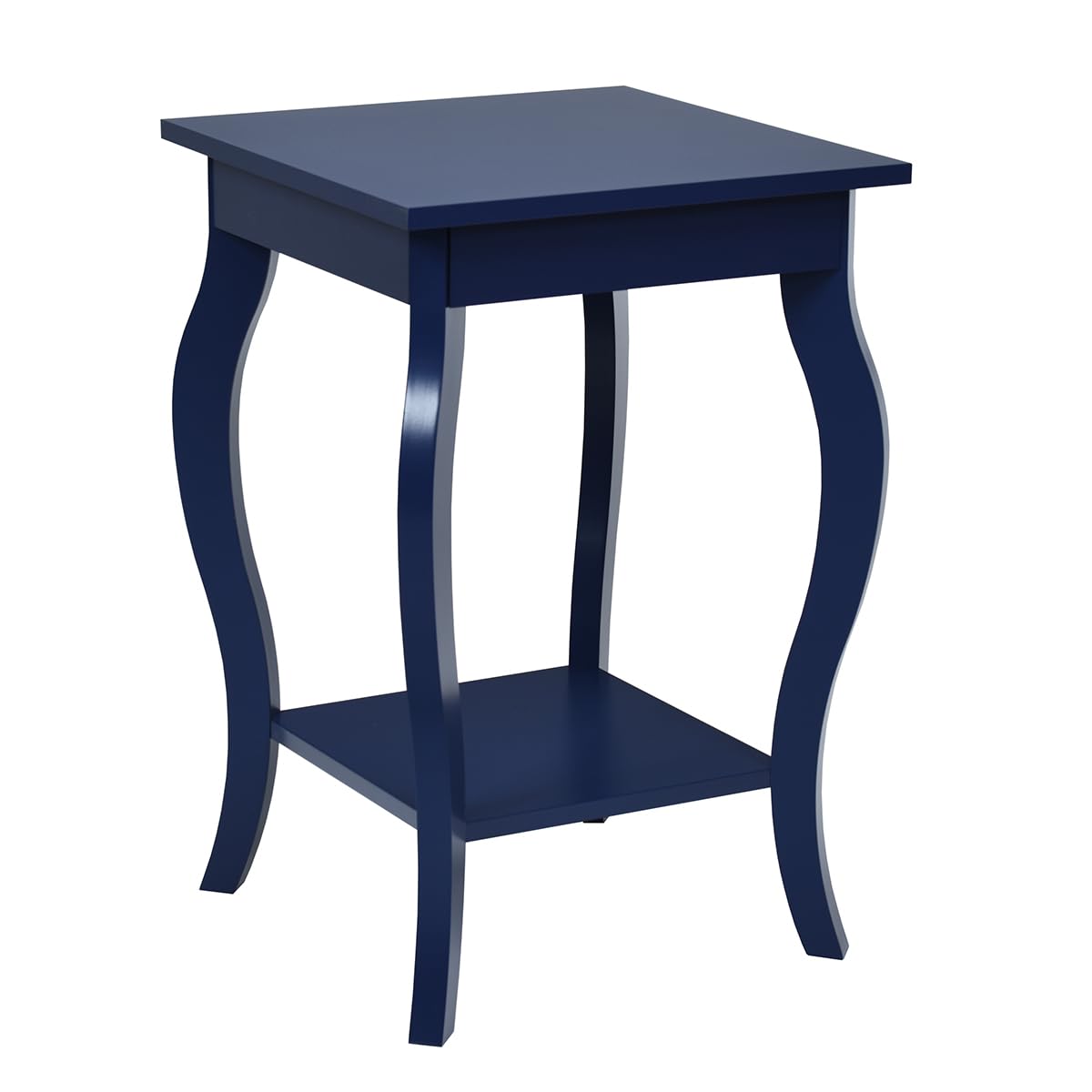 Accent End Table with Elegant Curved Legs and 2-Tier Open Storage Shelves