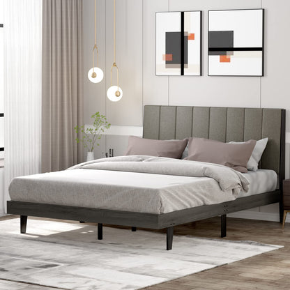 5FT King Size Bed Frame with Channel Tufted Headboard & 20cm Underbed Storage