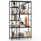 6-Tier Industrial Etagere Bookshelf with Open Storage Shelves and Arc-Shaped Design
