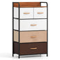 5-Drawer Tall Narrow Fabric Dresser with Removable Fabric Bins