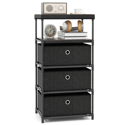 Dresser with 3 Drawers with Wood Top and Metal Frame