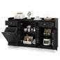 140cm Buffet Sideboard, Tilt Out Trash Can Cabinet with Glass Doors