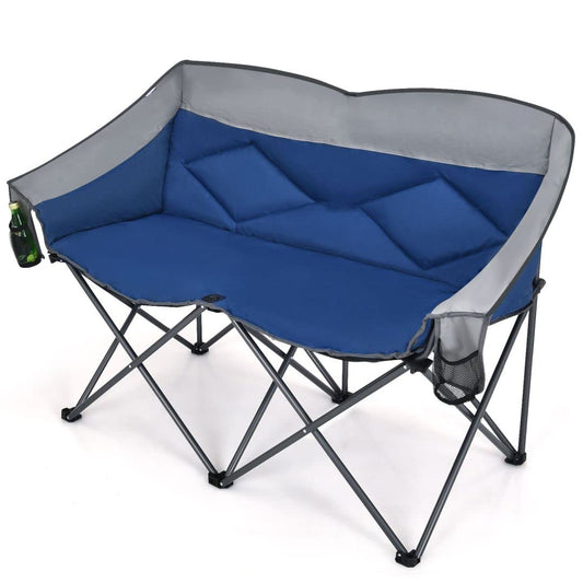 Folding Oversized Padded Loveseat with Carry Bag and 2 Storage Bags
