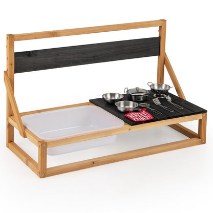 Mud Kitchen with Hanging Hooks for Boys Girls Ages 3+