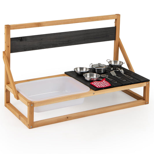 Mud Kitchen with Hanging Hooks for Boys Girls Ages 3+
