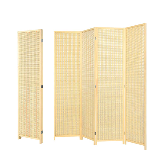 Folding Room Dividers, 4 Panel Bamboo Privacy Screen, Portable Partition Wall