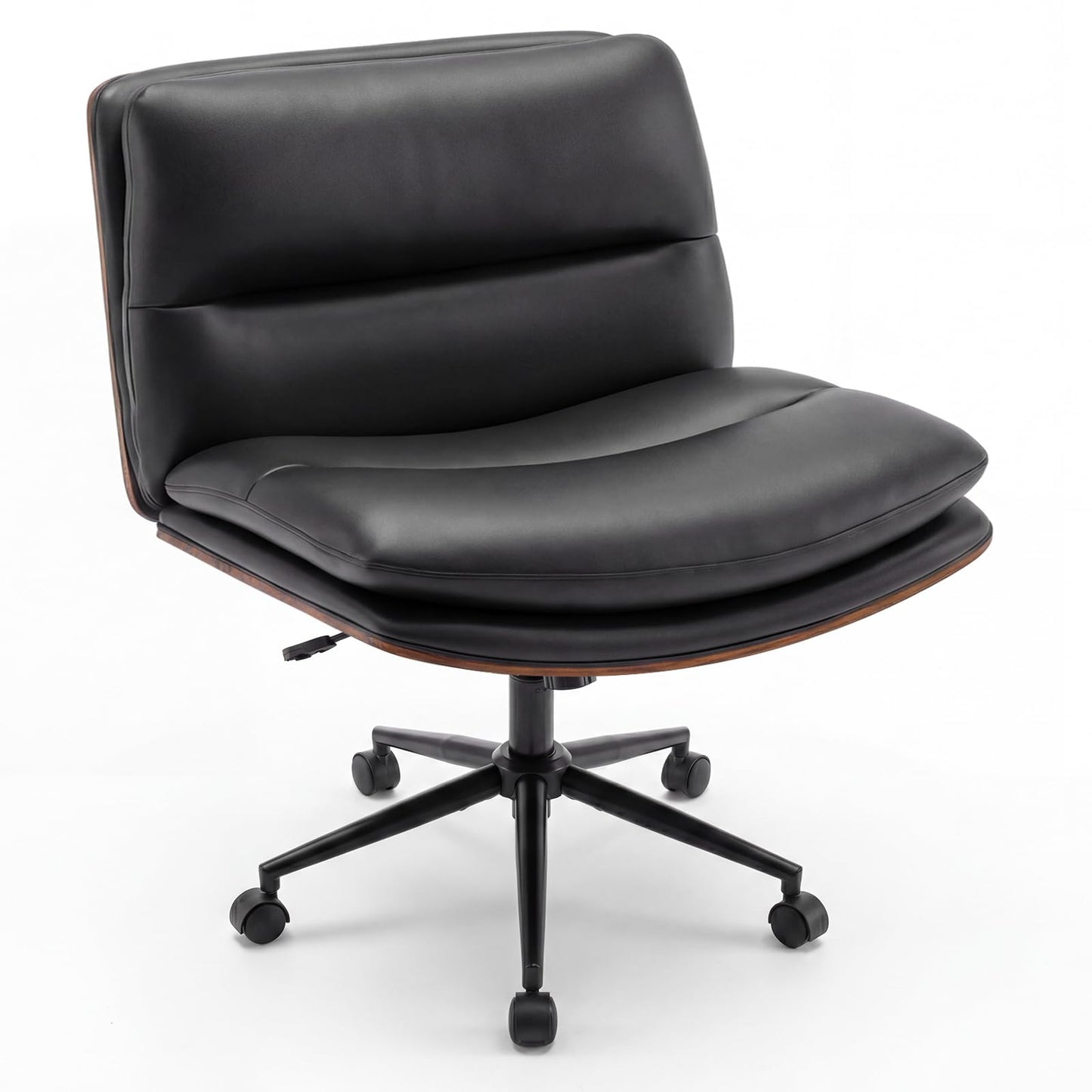 Armless Office Chair with Swivel Wheels & Curved Backrest for Home Office