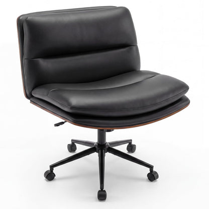 Armless Office Chair with Swivel Wheels & Curved Backrest for Home Office
