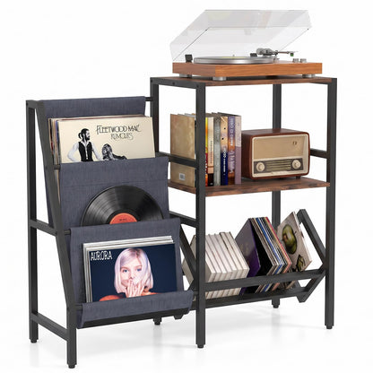 Record Player Stand with Vinyl Record Storage Shelf for 400+ Albums