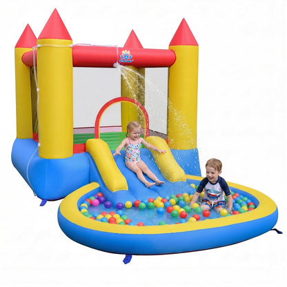 Inflatable Bounce House, Kids Water Park Wet Dry with Splash Pool, Water Slide