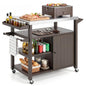 Outdoor Grill Cart Movable Prep Table with Storage Cabinet