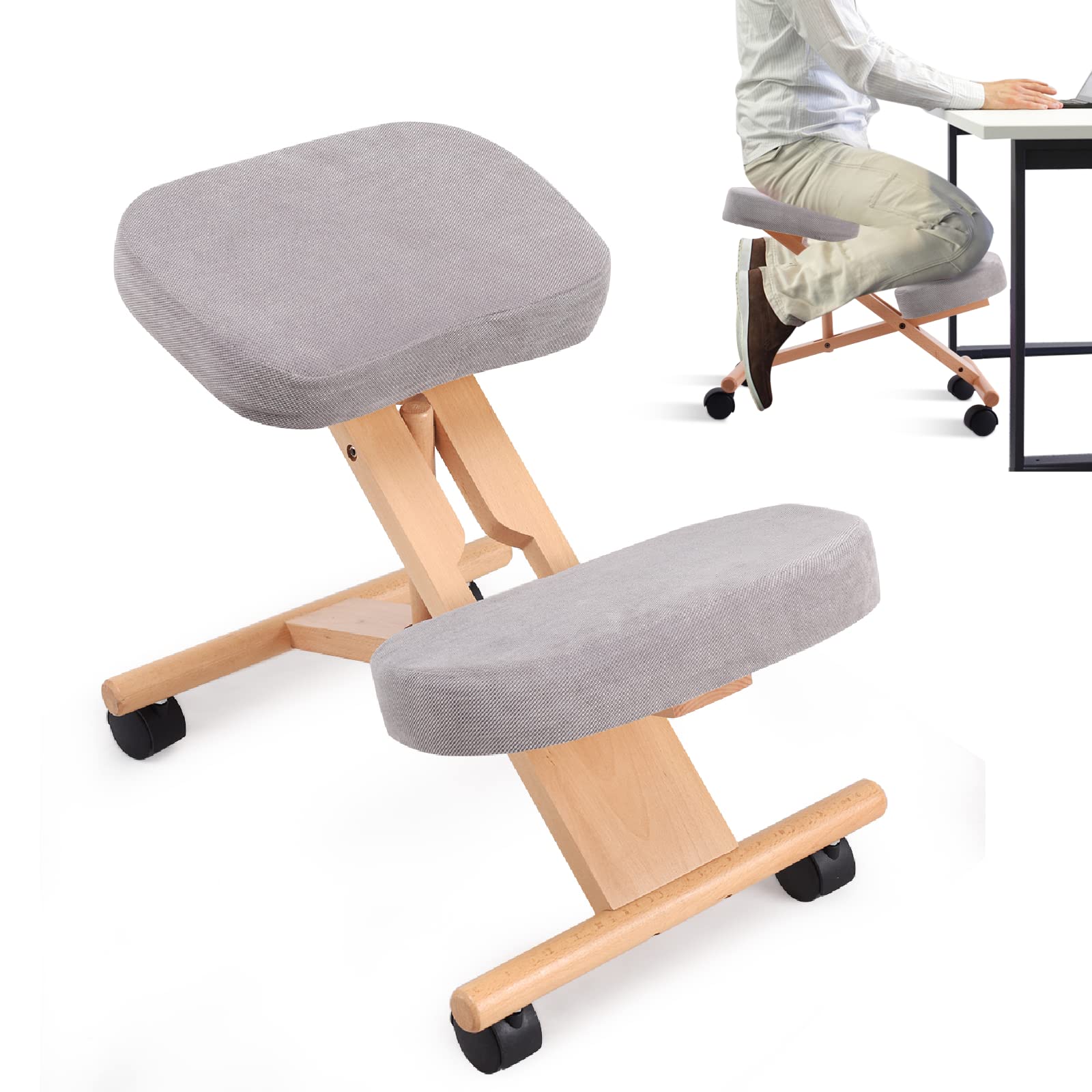 Wood Posture Stool with Angle and Height Adjustable for Gaming Compute ...
