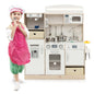 Kids Kitchen Playset with Adjustable LED Lights and Removable Shelves