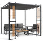 Outdoor Garden Pergola with 2 Slatted Screens for Courtyard