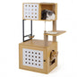 Cat Litter Box Enclosure Cat Tree Play Tower| Cats House Activity Center Hidden Washroom Toilet