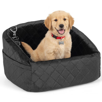 Dog Car Seat, Soft Travel Dog Booster Seat with Safety Straps