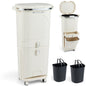 Recycling Bins, 42L Dry and Wet Separation Trash Can with 3 Compartments, Wheels, Stickers & Handl