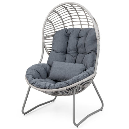 PE Wicker Egg Chair with Removable Seat and Back Cushion for Indoor Outdoor