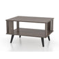 Wooden Industrial Coffee Table with Storage Shelf for Home Office
