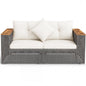 2 Seater Rattan Sofa Set, Outdoor Wicker Garden Furniture with Thick Padded Cushions