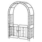 Garden Arbor with Gate and Multiple Side Crossbars for Decoration
