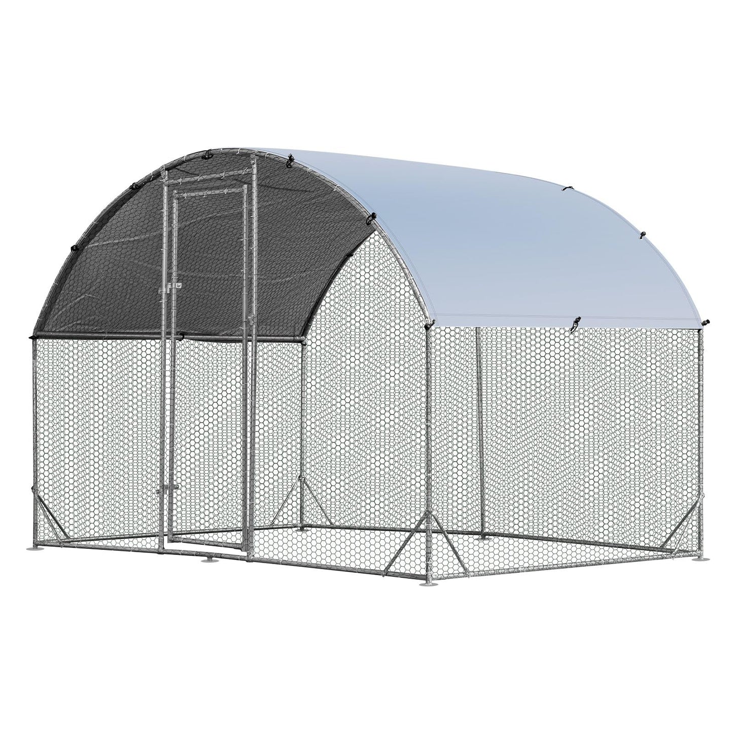 Round-Shaped Walk In Chicken Coop with Waterproof and Sun Protection Cover