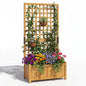 Raised Garden Bed with Trellis, Wooden Trough Planter