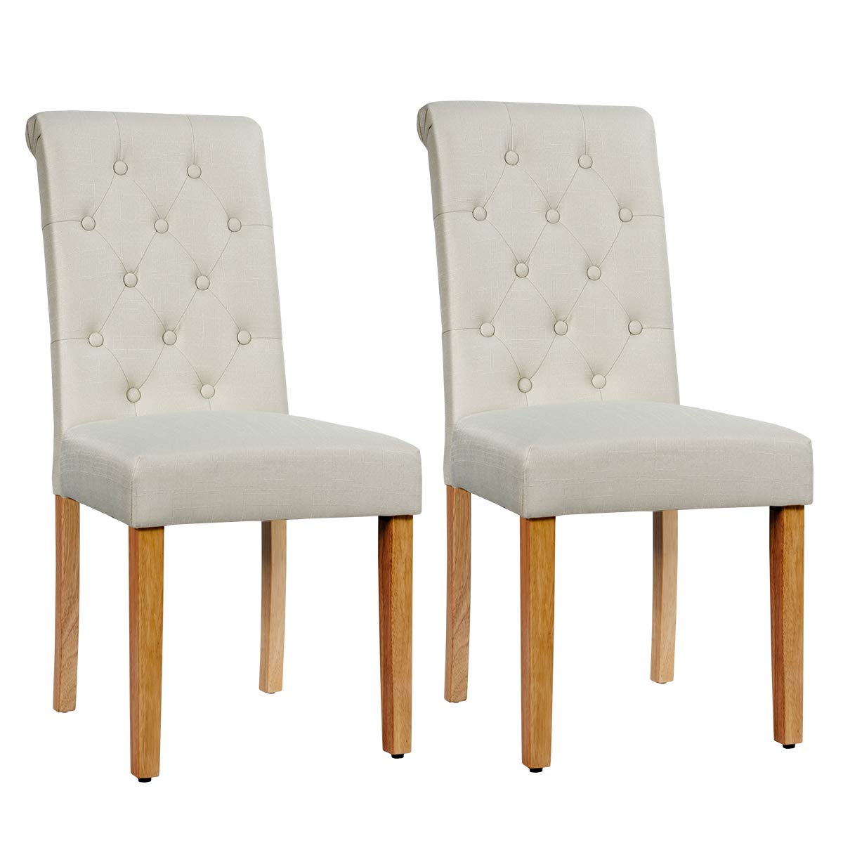 Dining Chairs Set of 2, Upholstered Fabric Kitchen Chairs with Tufted High Backrest