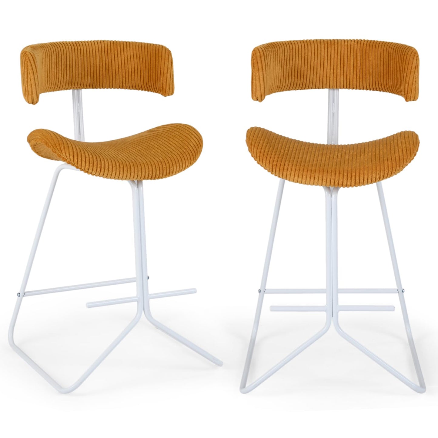 Bar Stools Set of 2, Fabric/PU Leather Upholstered Bar Chairs with Curved Back