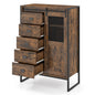 Storage Cabinet with Sliding Door & 5 Drawers