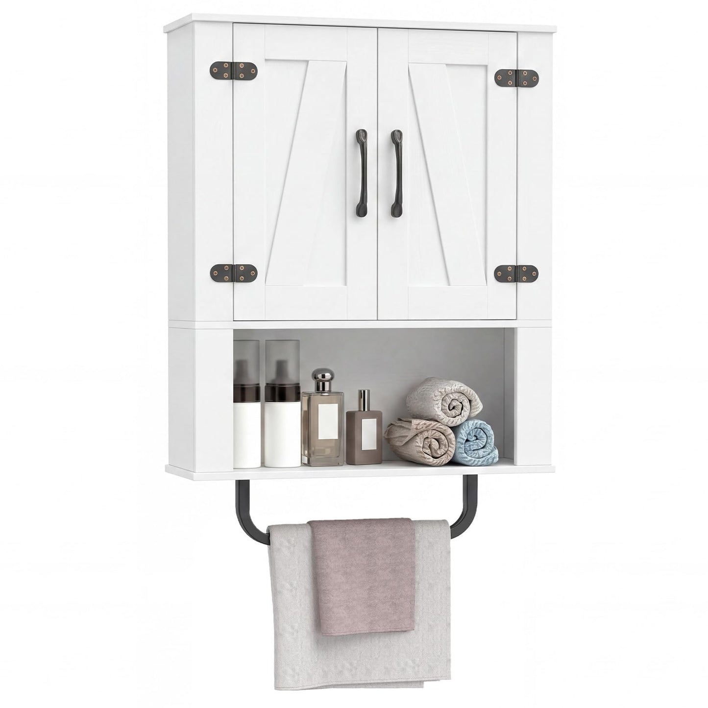 Bathroom Wall Cabinet Farmhouse Wall Mounted Organizer with 2 Barn Doors