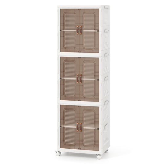 6-Cube Stackable Storage Bins with Lockable Wheels for for Kitchen Living Room Bedroom