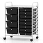 Storage Cart with 2-Size Drawer Rolling Cart Large Countertop Side Handles