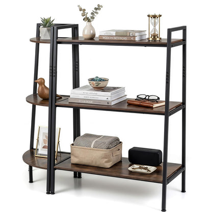 3-Tier Ladder Shelf & Corner Stand, Rustic Brown