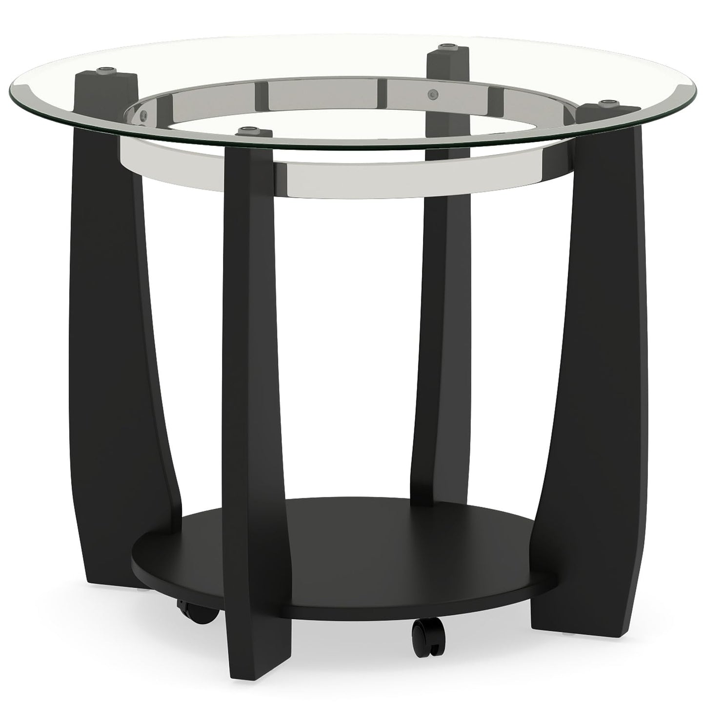 Tempered Glass Coffee Table, 2-Tier Round Cocktail Center Snack Tea Table