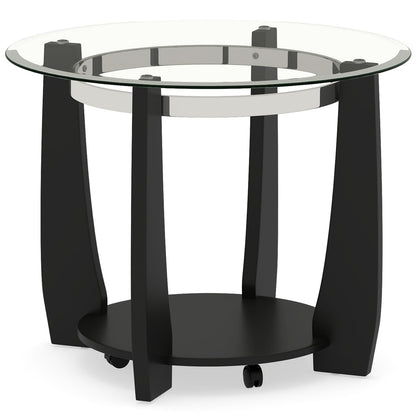 Tempered Glass Coffee Table, 2-Tier Round Cocktail Center Snack Tea Table