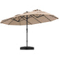 Double-Side Garden Parasol, Sun Shade Umbrella with Solar Powered LED Lights, Base & Crank System