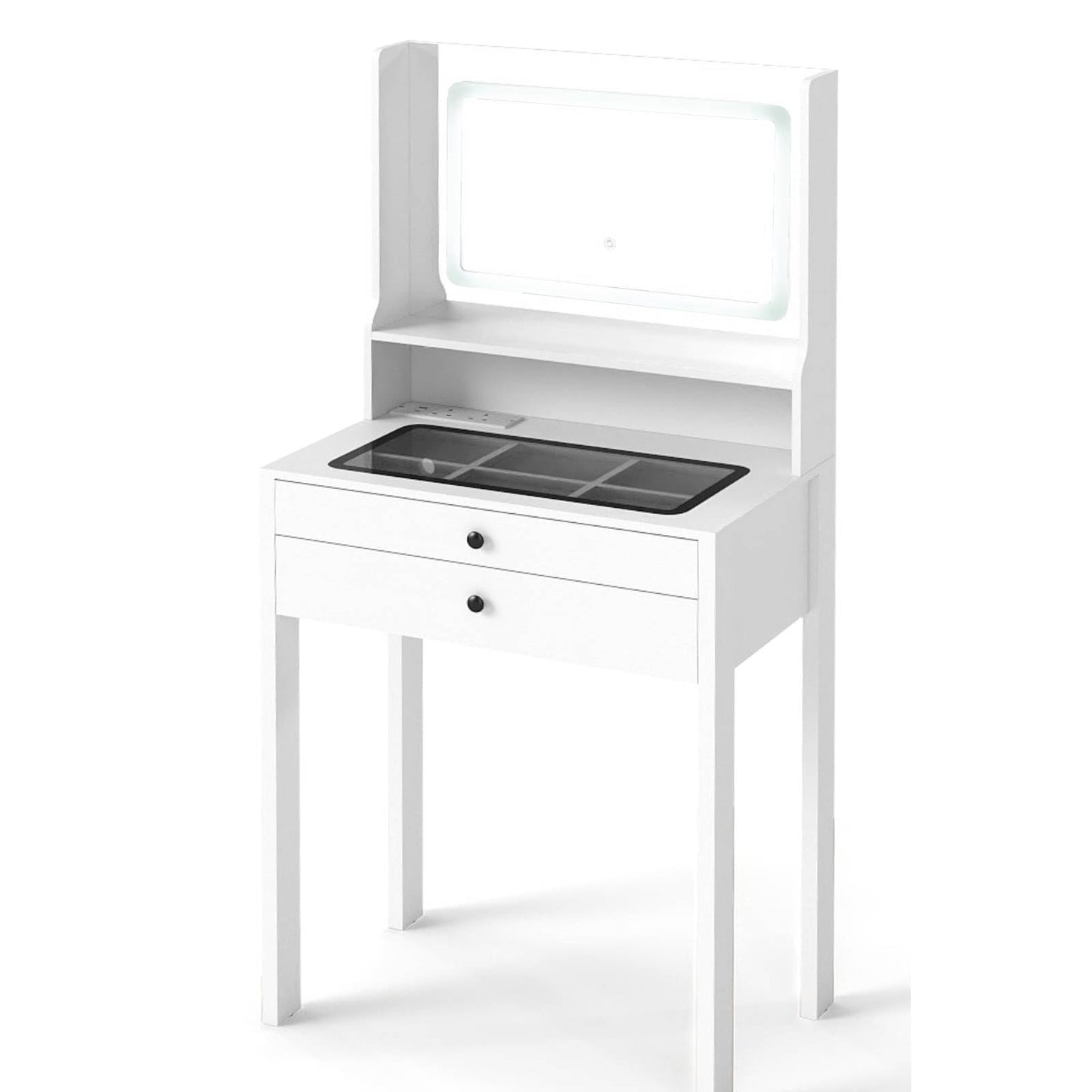Vanity Desk with Power Outlets and 3 Color Lighting Modes for Bedroom