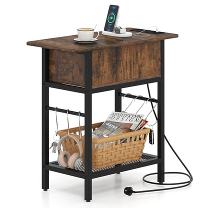 Narrow End Table Skinny Sofa Side Table for Small Space