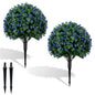 Set of 2 Artificial Topiary Ball Trees, Faux Shrub Bushes with Ground Spikes