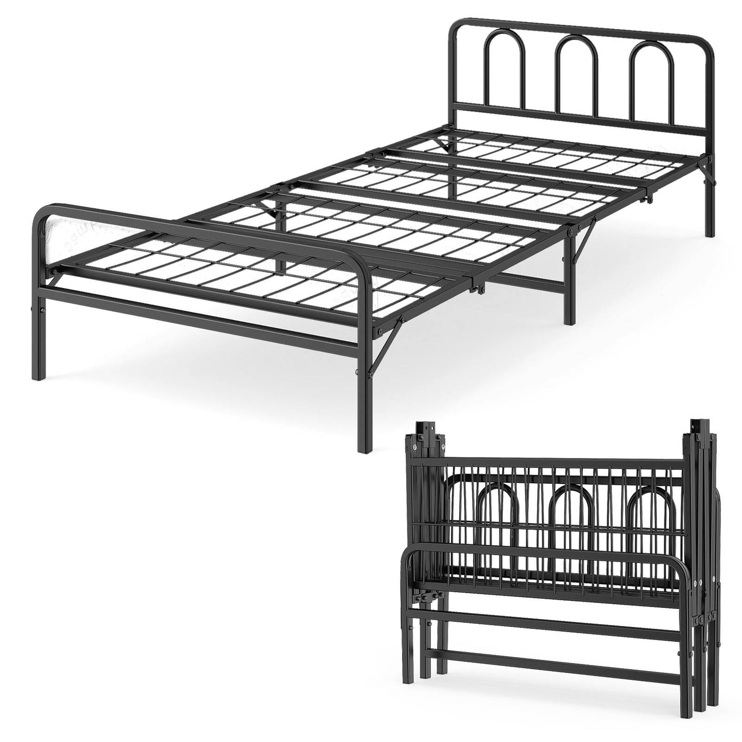 Portable Folding Bed with Headboard and Footboard for Guest Room
