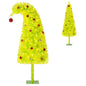 Pre-Lit Christmas Tree, Slim Artificial Xmas Tree with Curved Top Neon Chartreuse PVC Foliage, Warm White LEDs, 8 Light Modes, Pre-Decorated with Baubles, Metal Base for Indoor Use Visit the TANGZ