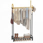 Double Rods Garment Rack Freestanding Clothing Rack with 5 Hooks