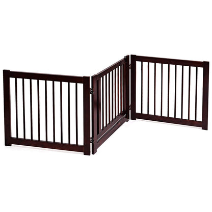 Freestanding Foldable Wooden Pet Gate with 360°Hinges and Lockable Door