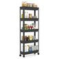 5-Tier Slim Rolling Storage Cart with Smooth Wheels for Kitchen