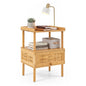 Bamboo Bedside Table, Boho Rattan Nightstand