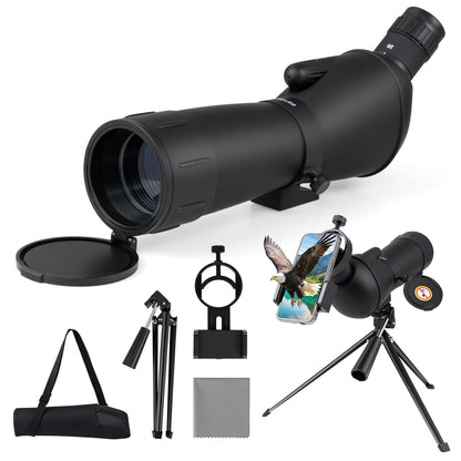 20-60x60 HD Spotting Scope with Tripod and Phone Adapter for Birds