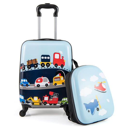 2 Pieces Kid Luggage Set with 4 Spinner Wheels and Telescopic Handle