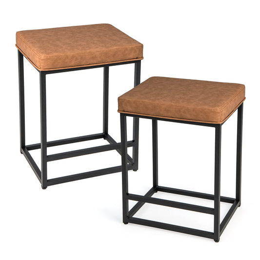 Bar Stools Set of 2 with PVC Leather Cushion