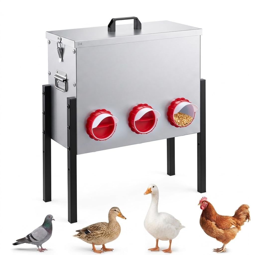 26L Automatic Chicken Feeder, 19 Capacity Galvanized Poultry Feeder